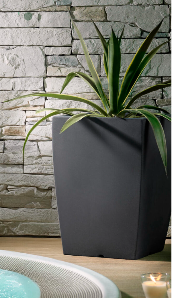 Vaso Genesis quadrato H 60cm, 82L, Antracit