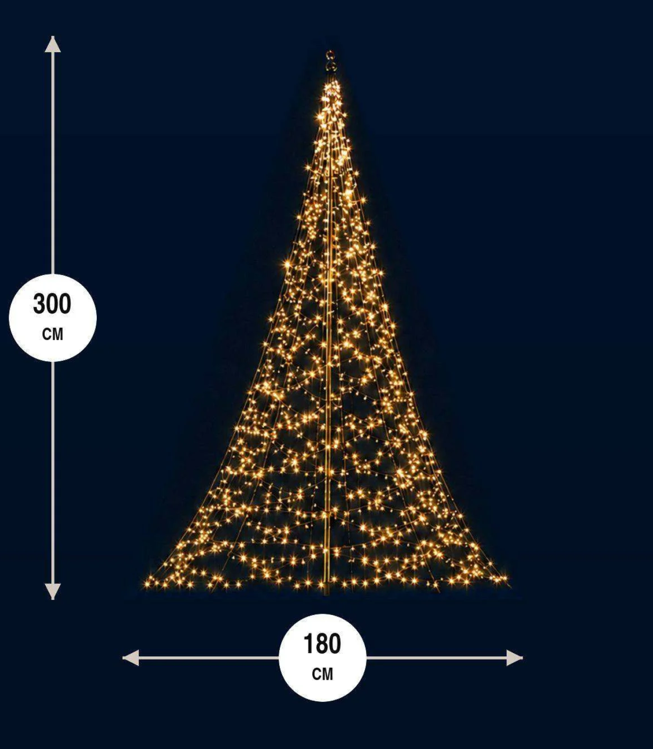 Fairybell Ljusgran Std 3m-480 LED (varmvit), med stolpe