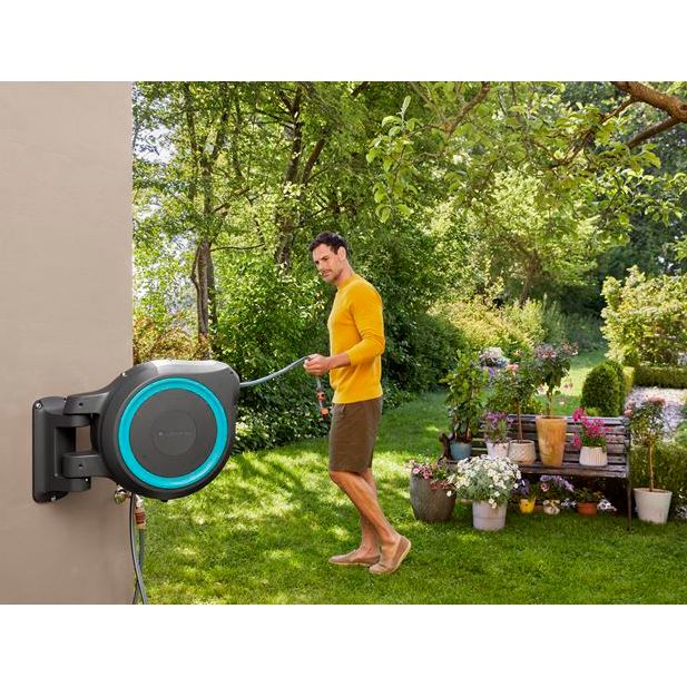 Gardena väggslangbox Rollup 25m Turkos
