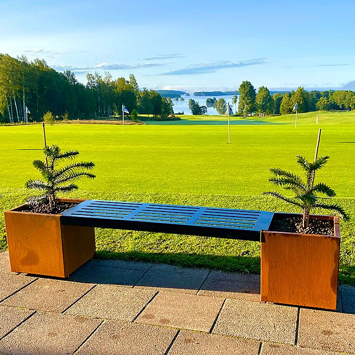 Bänk med monteringsbar cortenkruka 40x40cm H40 cm
