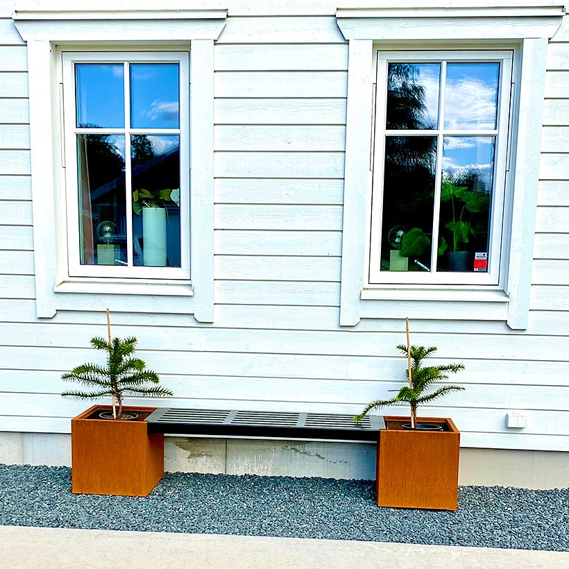 Bänk med monteringsbar cortenkruka 40x40cm H40 cm