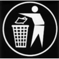 Dekal Papperskorg - Transparent med vit text