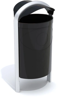 Papperskorg Ellipse 60 l inkl monterat stolpfäste Svart