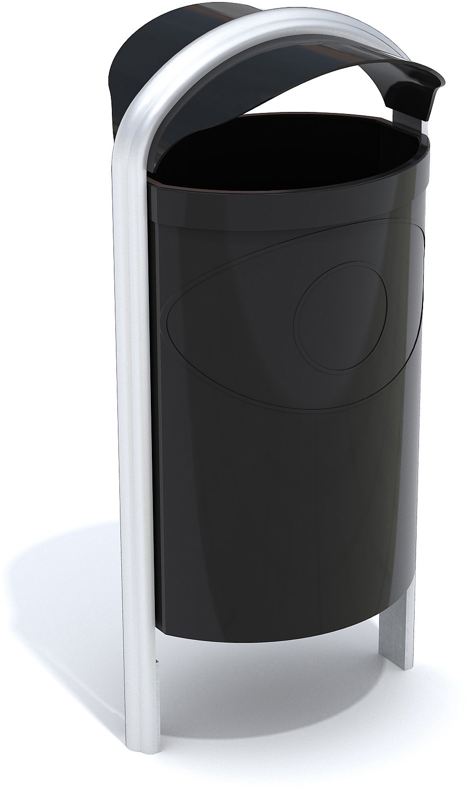 Papperskorg Ellipse 60 l inkl monterat stolpfäste Svart
