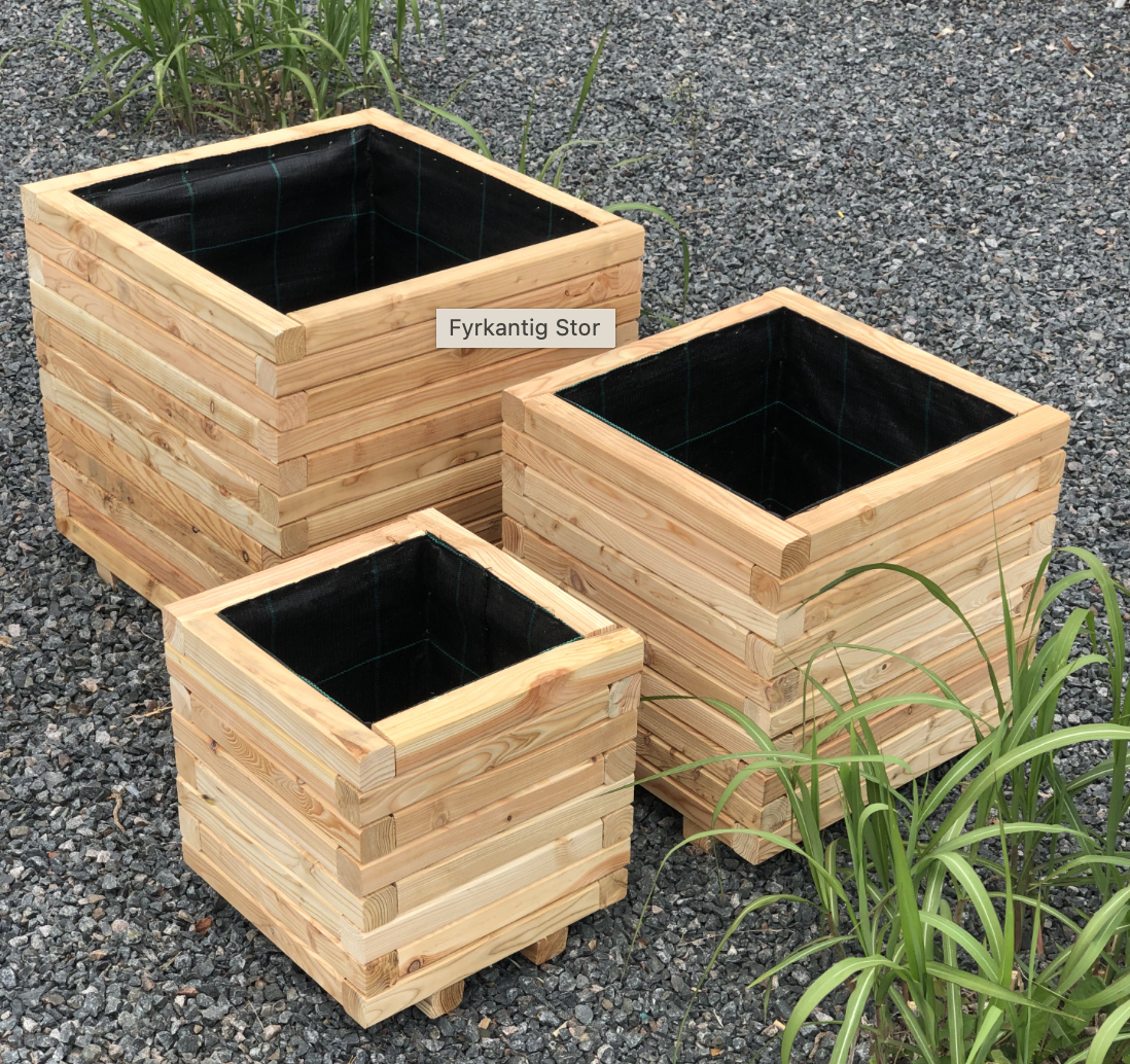 Träblomlåda Fyrkantig, Lärkträ 60x60x60 cm (132L)
