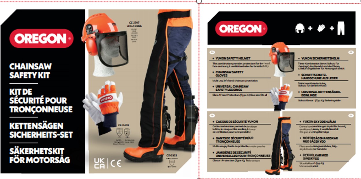Oregon säkerhetskit (hjälm, byxor & handskar)