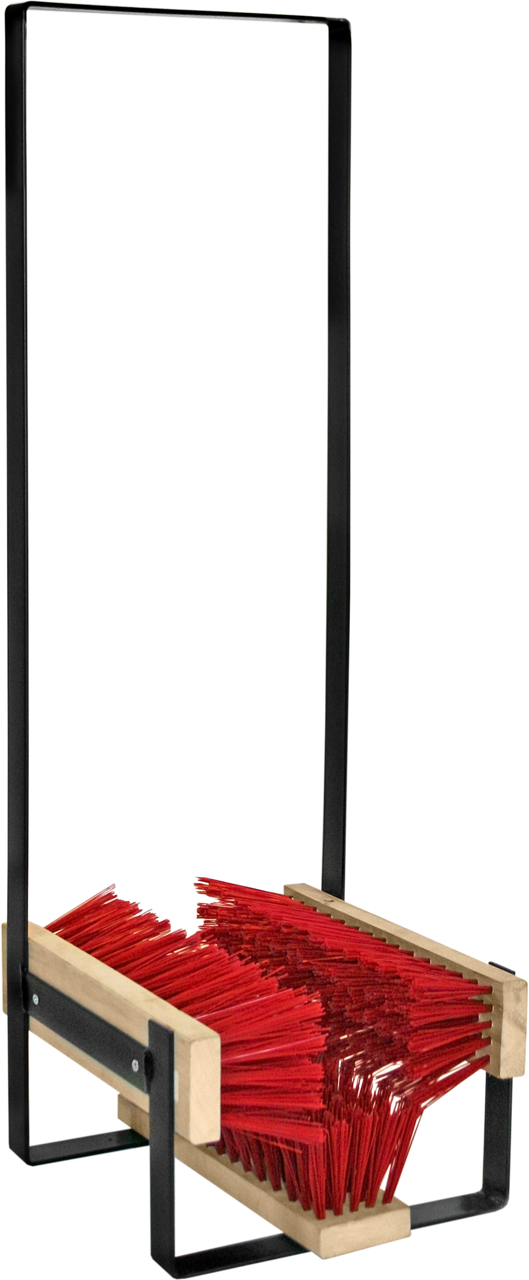 Skoskrapa i metall, röda borstar