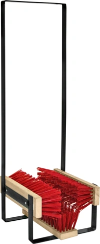 Skoskrapa i metall, röda borstar