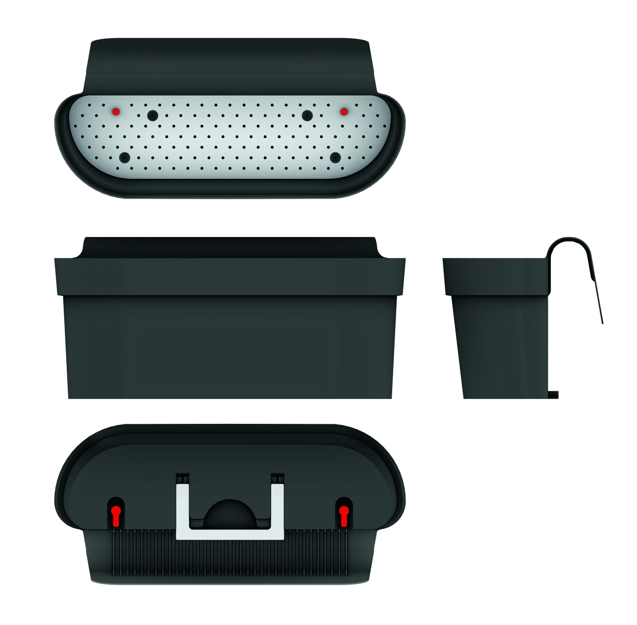 Cassetta Cleo Ringhiera Balkonglåda Antracit 50x23x23 inkl hållare