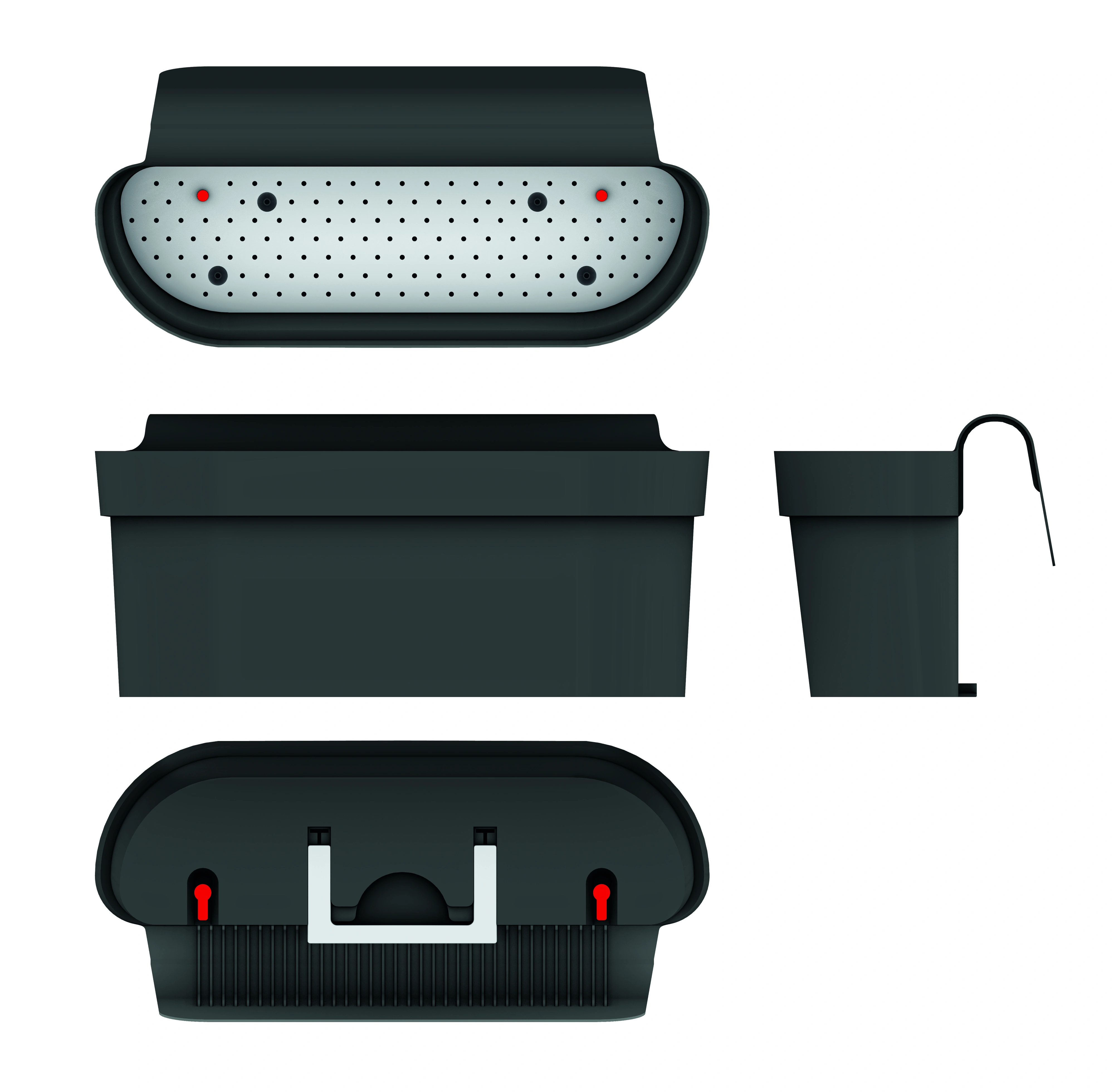 Cassetta Cleo Ringhiera Balkonglåda Antracit 50x23x23 inkl hållare