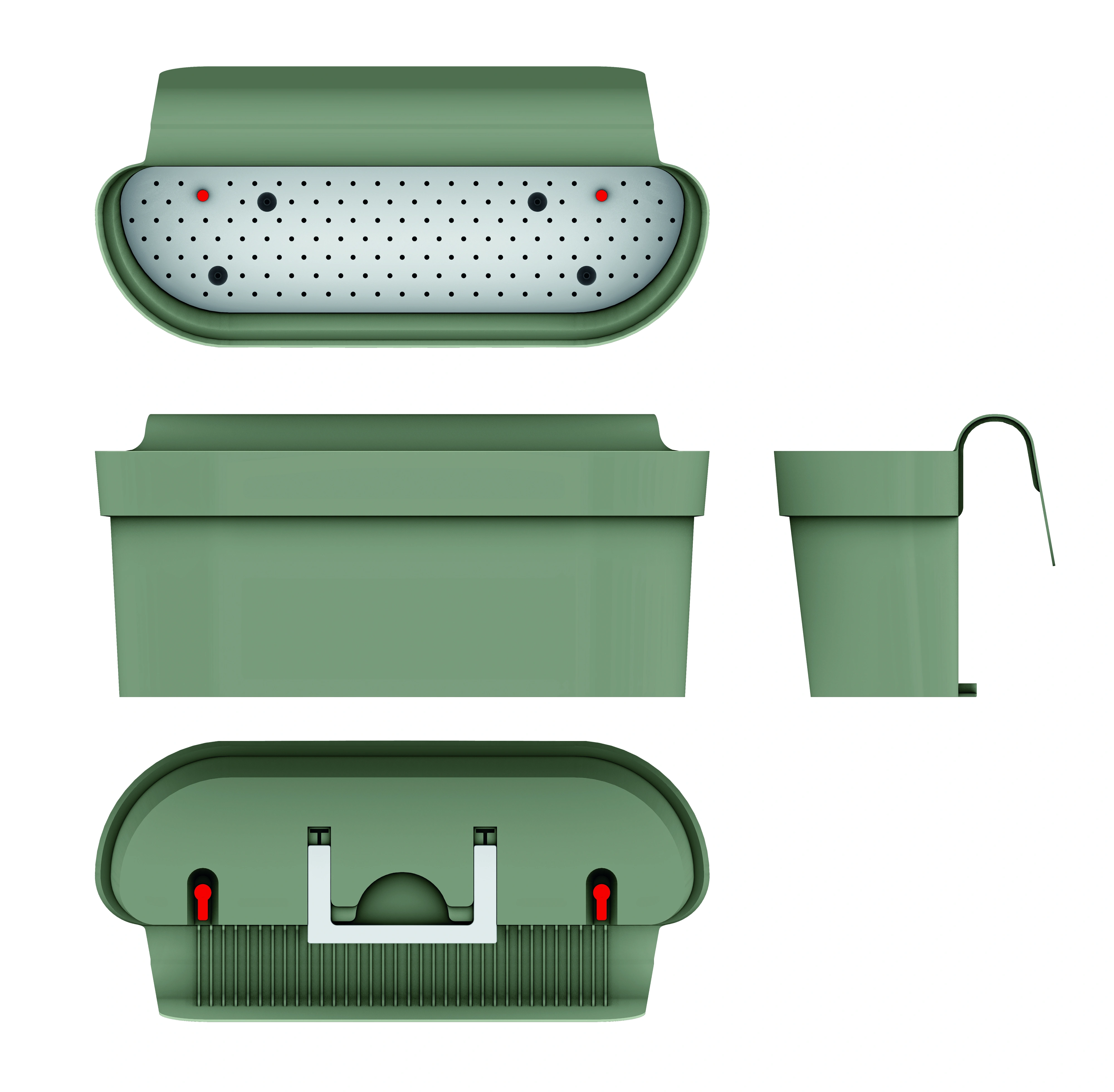 Cassetta Cleo Ringhiera Balkonglåda Grå-Grön 50x23x23 inkl hållare