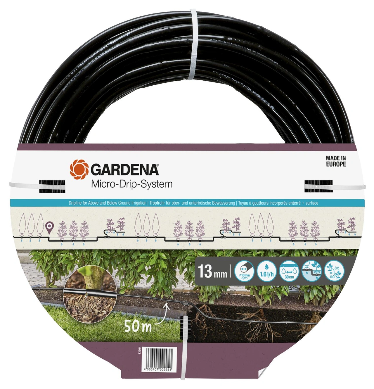 Gardena Droppslang ovan/under jord 50m