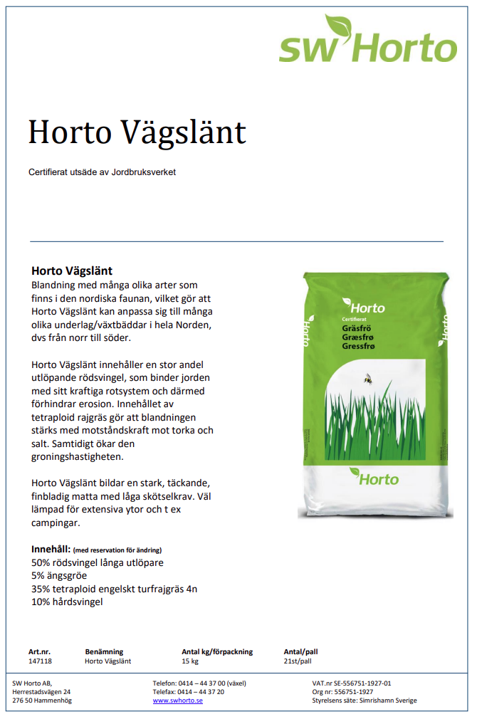 Gräsfrö Horto Vägslänt 15 kg