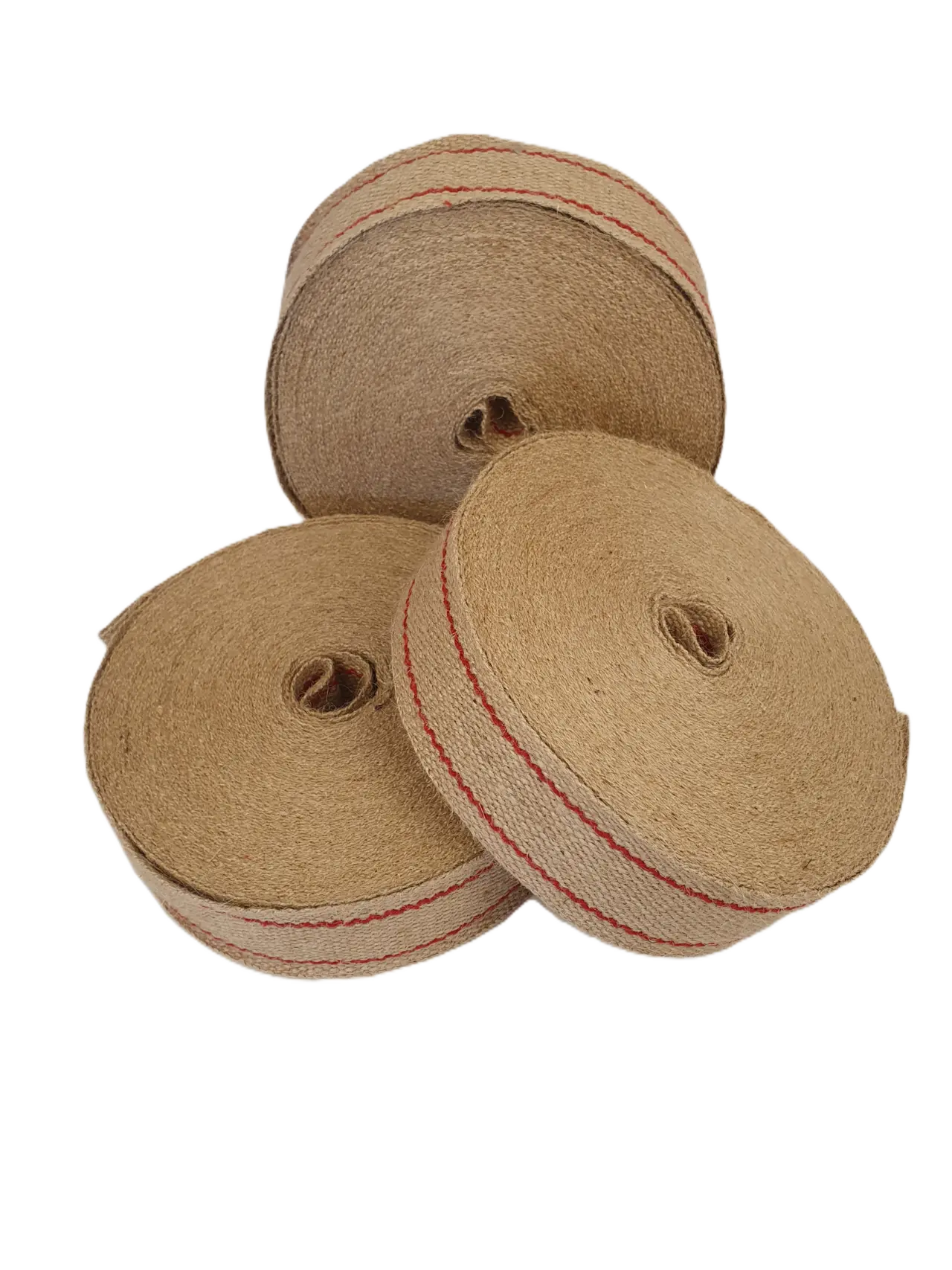 Sadelgjord jute 60mm, 25m (20) röd söm