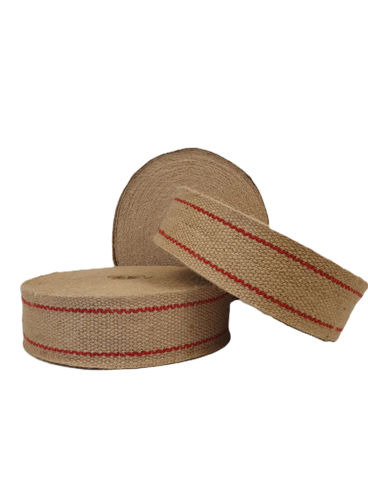 Sadelgjord jute 60mm, 25m (20) röd söm