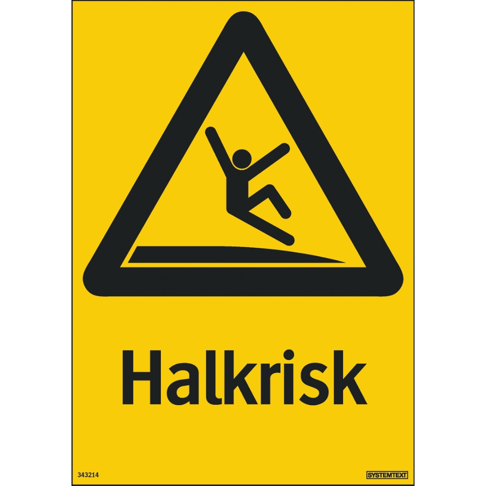 Varningsskylt Halkrisk 210x297mm, plast