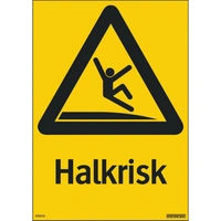 Varningsskylt Halkrisk 210x297mm, plast