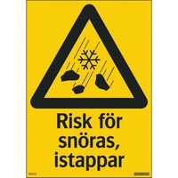 Varningsskylt Risk för snöras, istappar 210x297mm, plast
